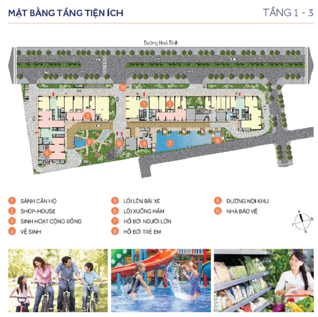 Mặt bằng tầng tiện ích 1 tới 3 căn hộ RichStar Tân Phú