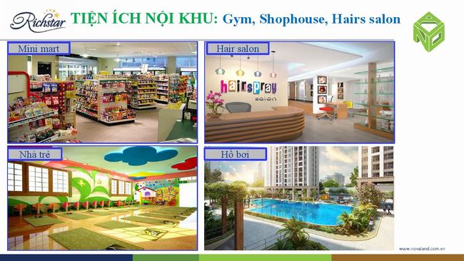 Tiện ích nội khu GYM, Shophouse, Hairs Salon căn hộ RIchStar Tân Phú