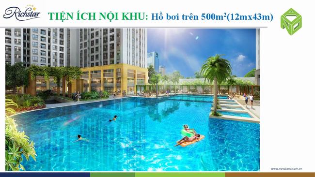 Hồ bơi trên 500m2 (12mx43m) căn hộ RichStar Tân Phú