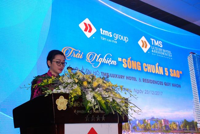 Bà Nguyễn Ngọc Hoa - Phó Tổng Giám đốc Tập đoàn TMS phát biểu tại buổi lễ