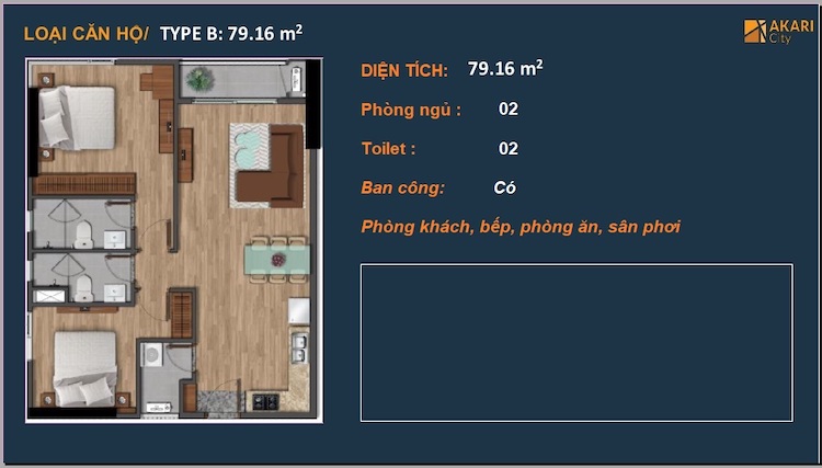 Thiết kế căn hộ Akari City 79,16m2