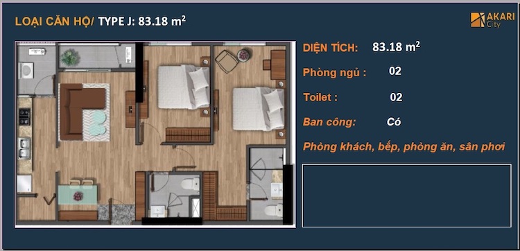 Thiết kế căn hộ Akari City 83,18m2