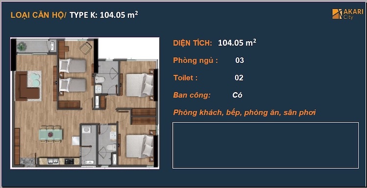 Thiết kế căn hộ Akari City 104,05m2