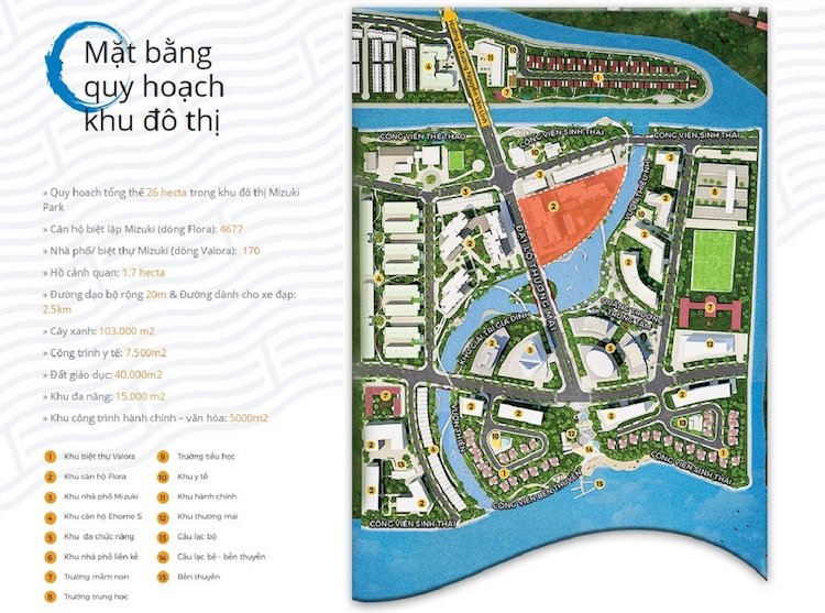 Mặt bằng quy hoạch khu đô thị Mizuki Park Bình Chánh