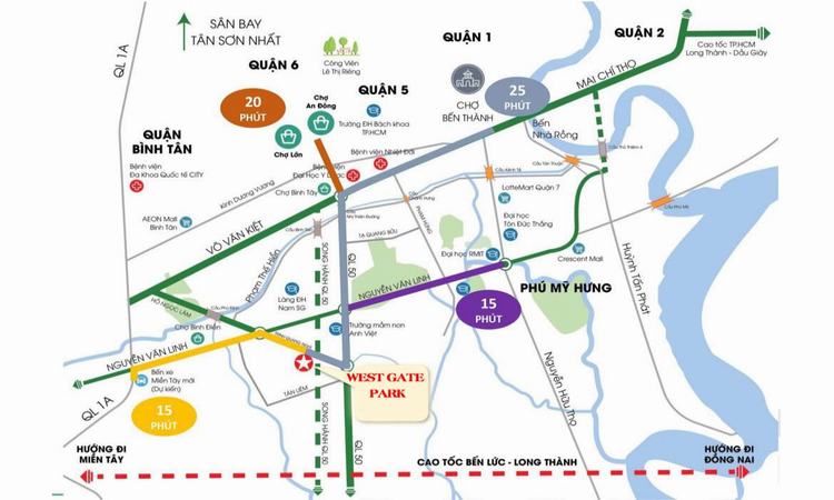 Bản đồ Vị trí Dự án Căn hộ Chung cư West Gate Bình Chánh