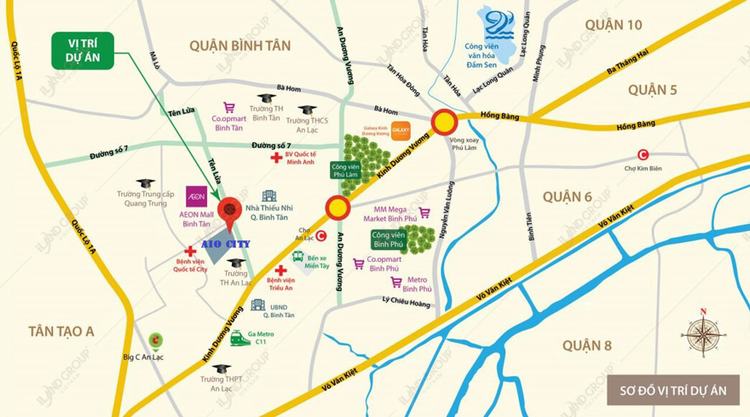 Vị trí dự án căn hộ AIO City Bình Tân