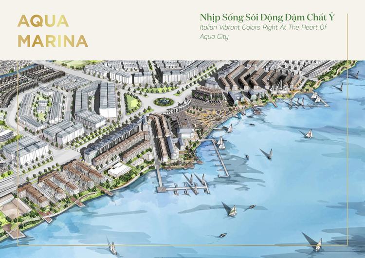 Thừa hưởng lợi thế sông nước tự nhiên,được quy hoạch theo mô hình sinh thái chuẩn mực, khu đô thị Aqua City là dự án hiếm có xét về phong thủy và môi trường sống.