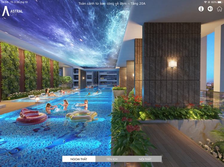 Toàn cảnh hồ bơi tầng 20 dự án Astral City Bình Dương