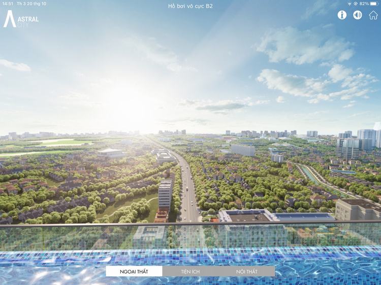 Tầm nhìn toàn cảnh tại hồ bơi tầng 20 dự án Astral City Bình Dương
