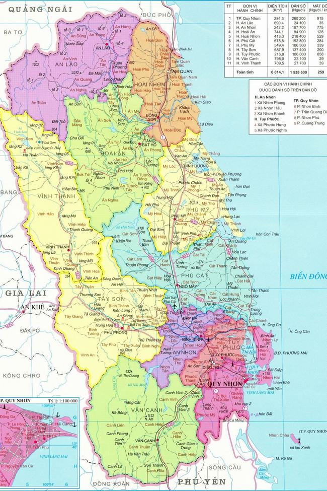Bản đồ giao thông tỉnh Bình Định