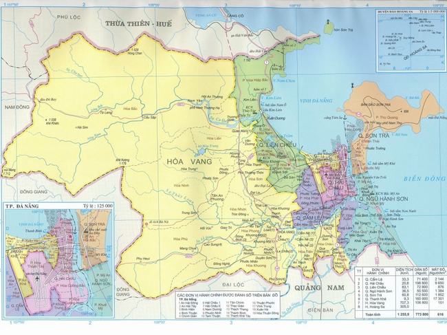 Bản đồ hành chính Đà Nẵng các Quận, Huyện