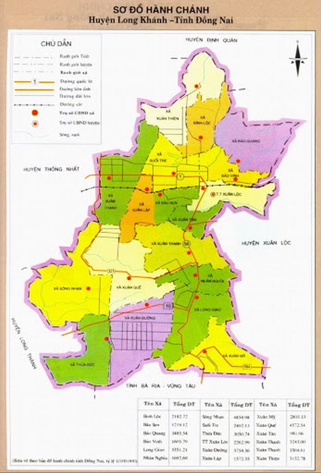 Bản đồ huyện Long Khánh Tỉnh Đồng Nai