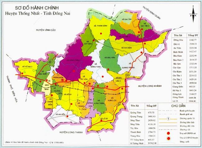 Bản đồ huyện Thống Nhất