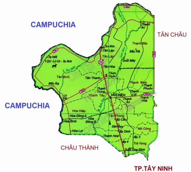 Bản đồ huyện Tân Biên