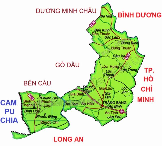 Bản đồ huyện Trảng Bàng Tây Ninh