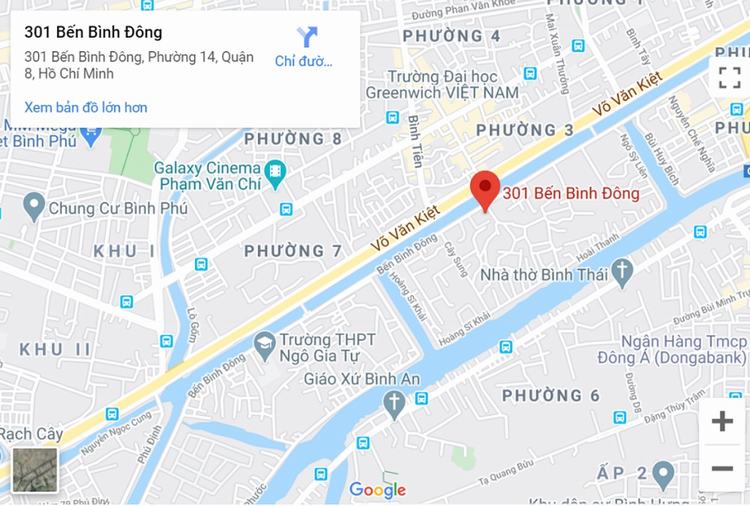 Vị trí trên Google Maps dự án căn hộ D-Aqua Quận 8