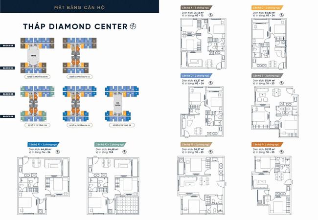 Mặt bằng thiết kế tầng căn hộ & layout căn hộ tháp Diamond dự án Dream Home Riverside Quận 8