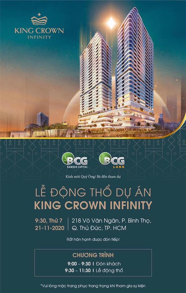 Thư mời tham dự lễ động thổ dự án King Crown Infinity Thủ Đức